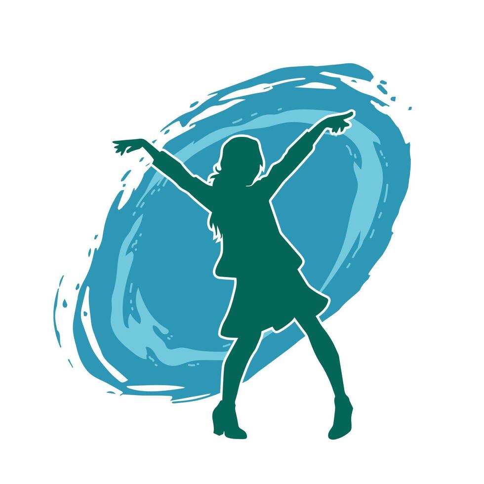 silhouet van een vrouw danser in actie houding. silhouet van een slank vrouw in dansen houding. vector