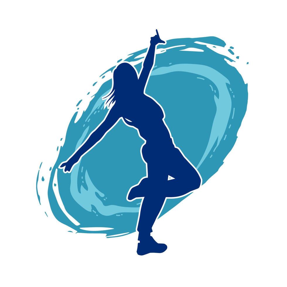 silhouet van een vrouw danser in actie houding. silhouet van een slank vrouw in dansen houding. vector