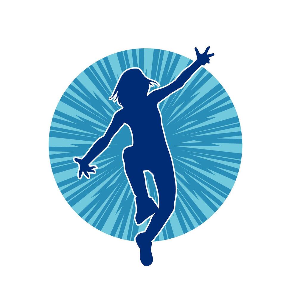 silhouet van een vrouw danser in actie houding. silhouet van een slank vrouw in dansen houding. vector