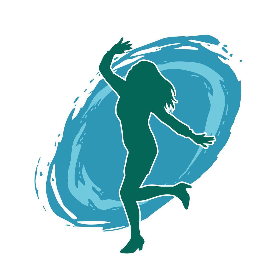 silhouet van een vrouw danser in actie houding. silhouet van een slank vrouw in dansen houding. vector