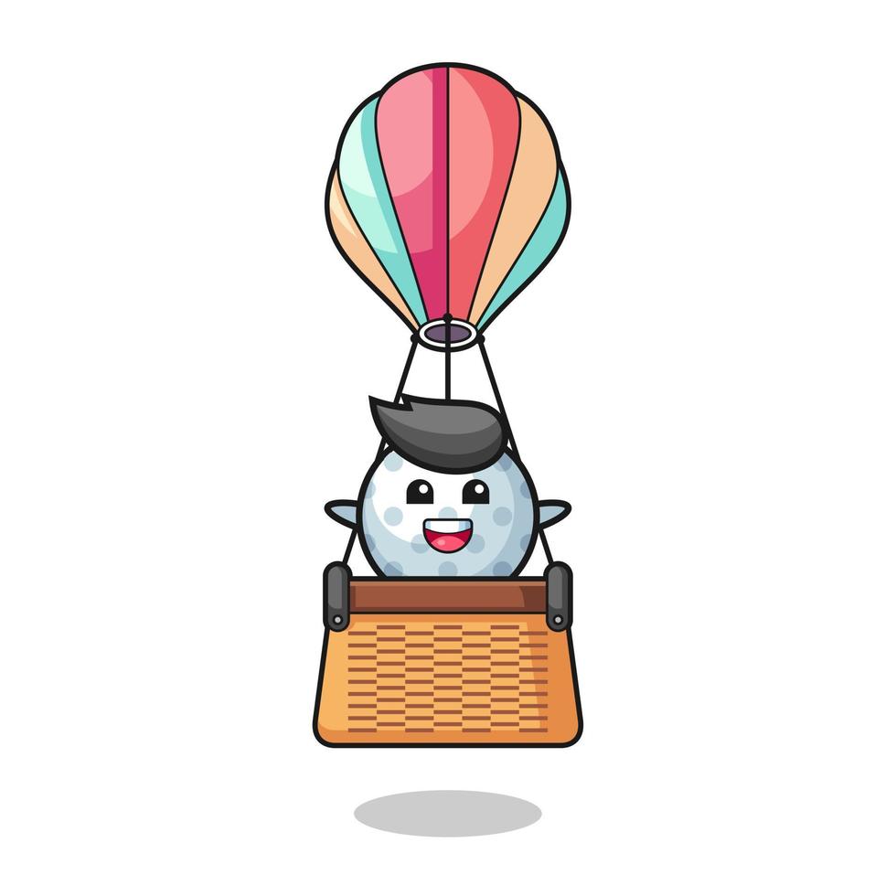 golfmascotte in een heteluchtballon vector