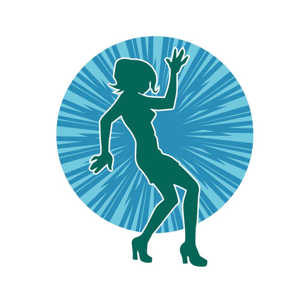 silhouet van een vrouw danser in actie houding. silhouet van een slank vrouw in dansen houding. vector