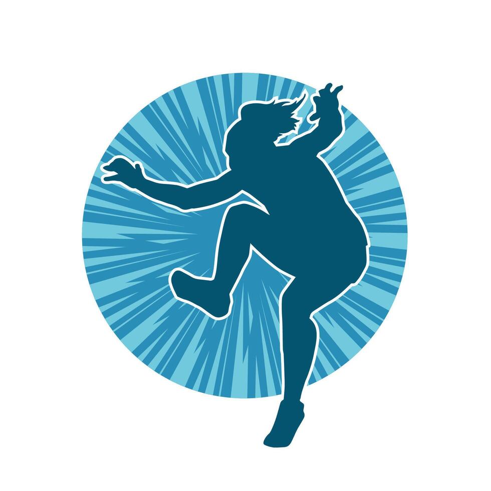 silhouet van een gelukkig vrouw jumping houding. silhouet van een meisje model- springt. vector