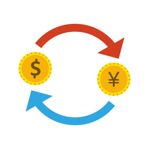 Wissel Yen met Dollar Vector Icon