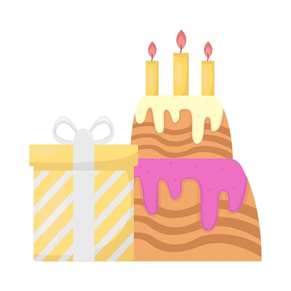 verjaardag taart met geschenk doos illustratie vector