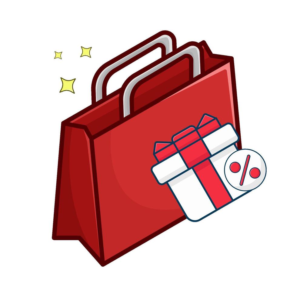 boodschappen doen zak met geschenk doos uitverkoop illustratie vector