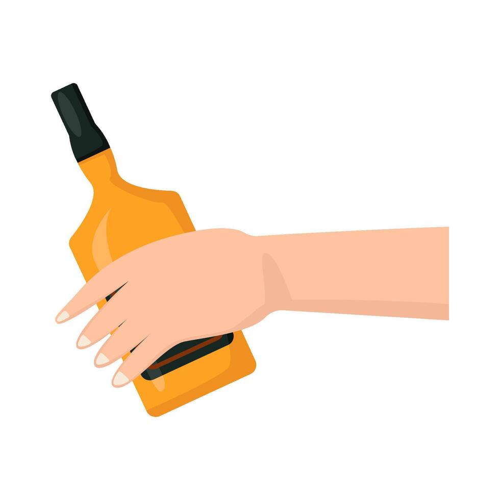 fles alcohol in hand- illustratie vector