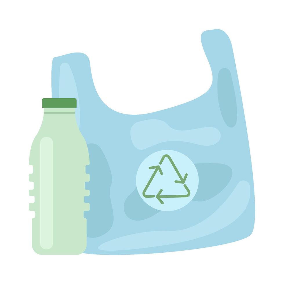 plastic zak recycling met fles plastic illustratie vector