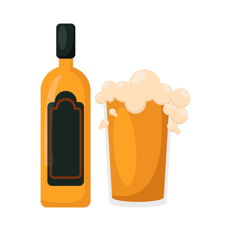 fles alcohol met bier illustratie vector