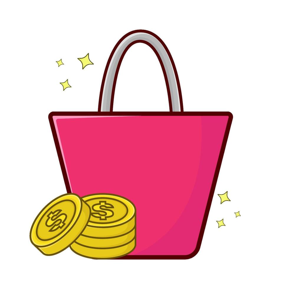 boodschappen doen zak met geld munt illustratie vector