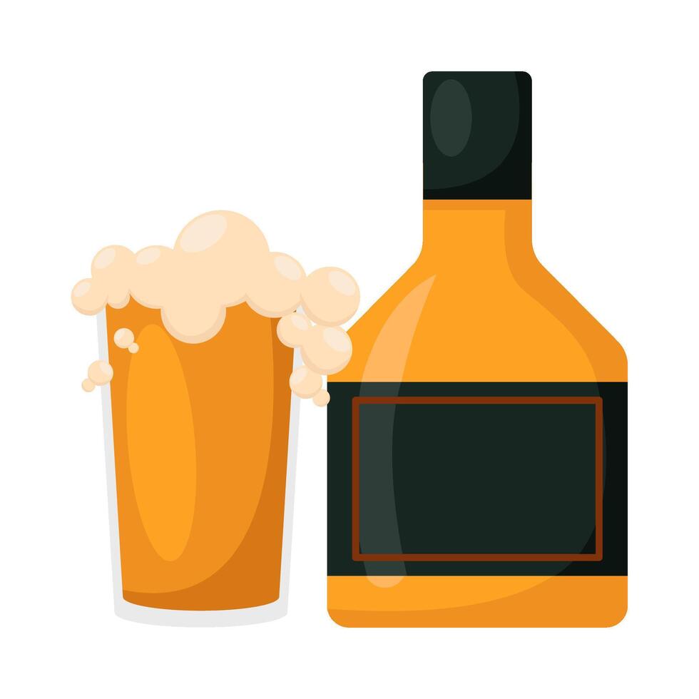 fles alcohol met bier illustratie vector