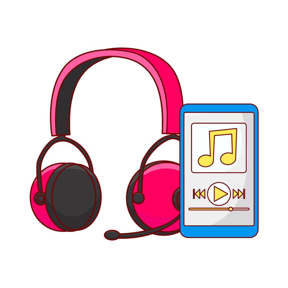 koptelefoon met mp3 muziek- illustratie vector