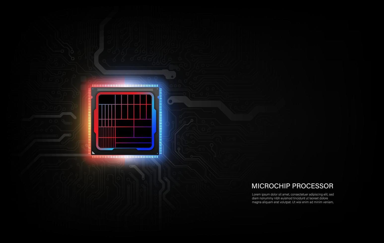 abstracte technologie chip processor achtergrond printplaat en html-code, illustratie blauwe technologie achtergrond vector. vector