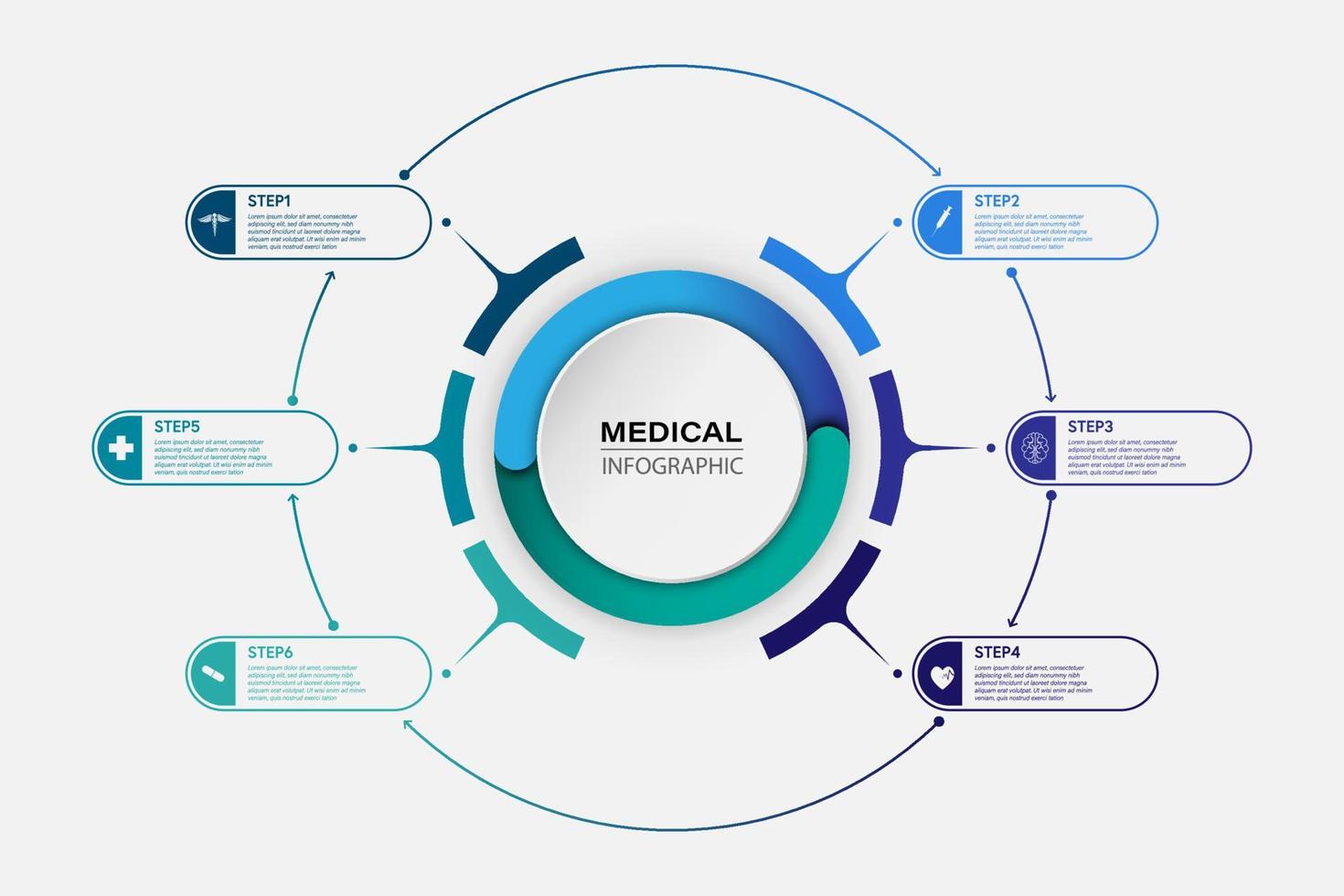 medische informatie weergave proces grafiek abstract element van het diagram diagram met stap, optie, sectie of proces vector zakelijke sjabloon voor presentatie creatief concept voor infographic