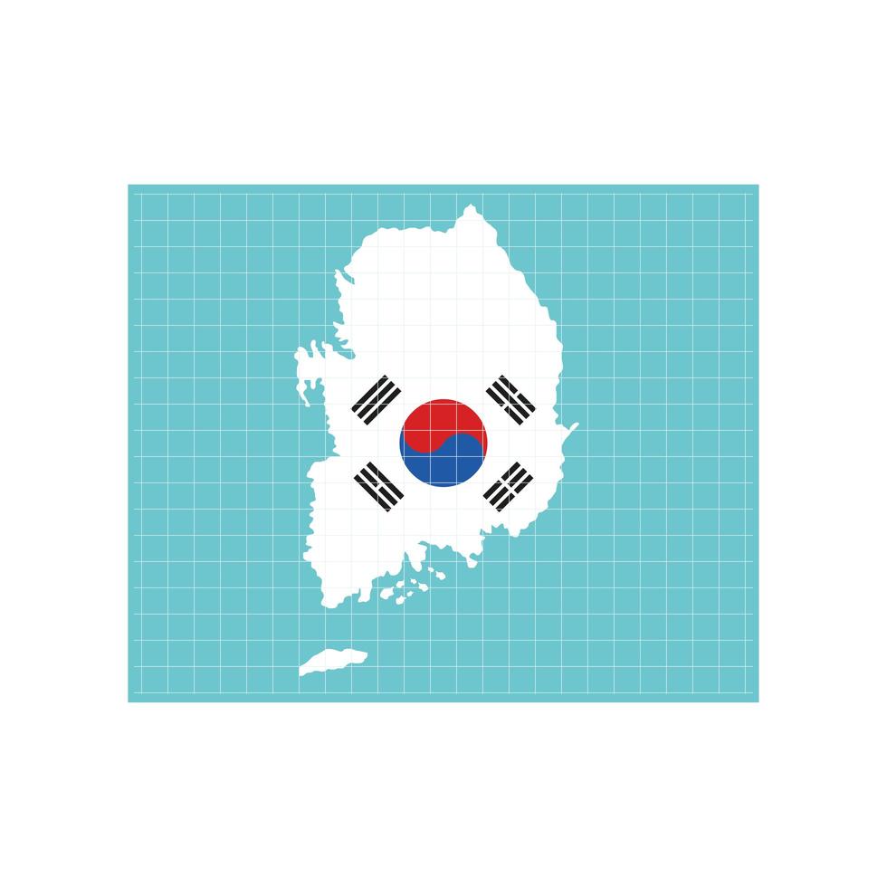 Koreaanse vlag op kaart vector