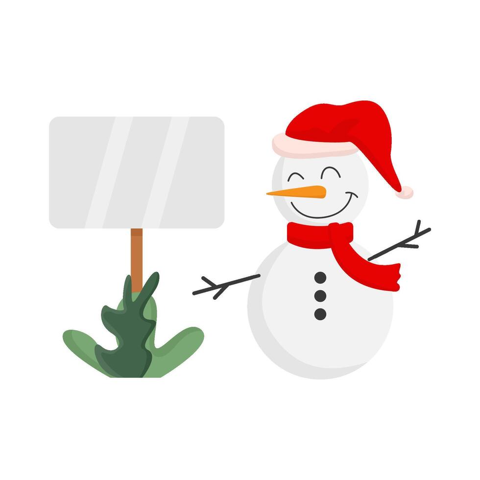 sneeuwman met bord illustratie vector