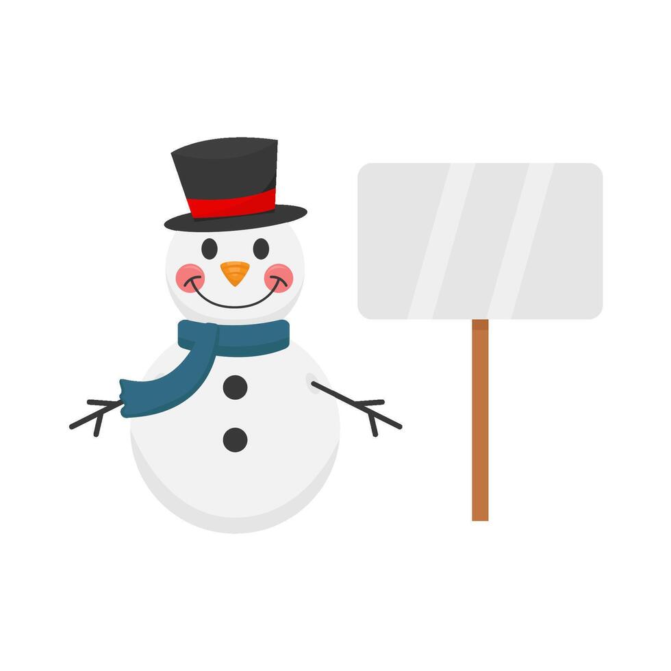 sneeuwman met bord illustratie vector