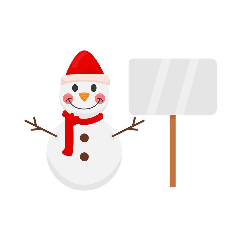 sneeuwman met bord illustratie vector