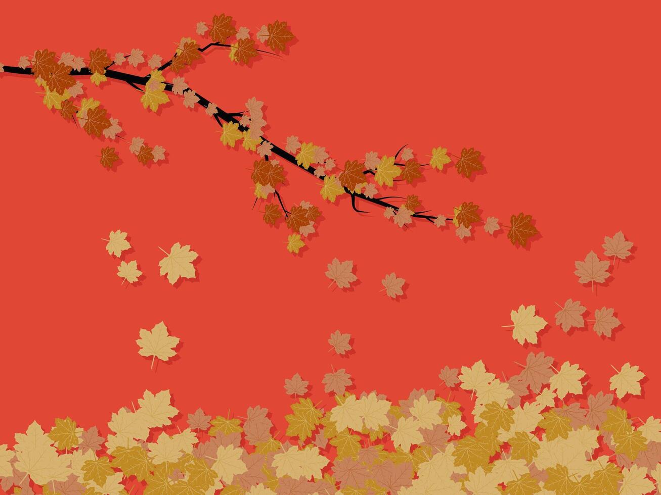 achtergrond van vallend bladeren van boom takken in herfst vector