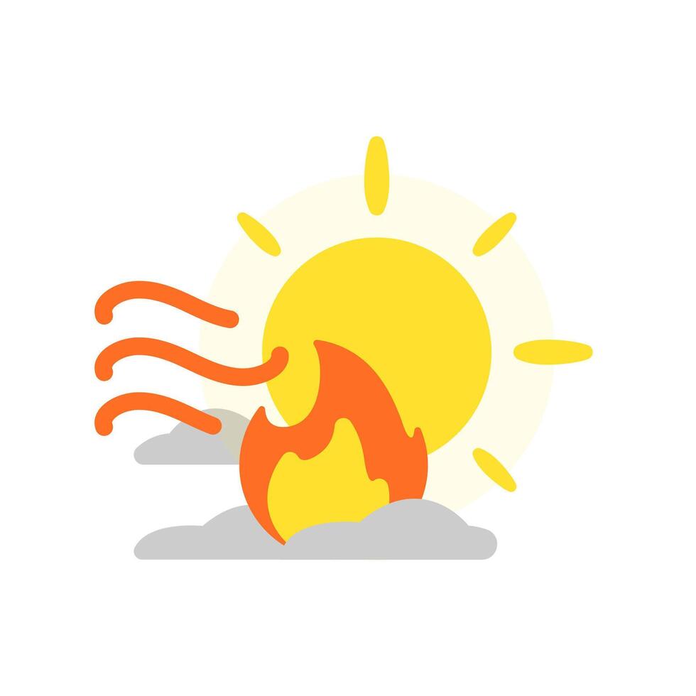 brandend zon, heet het weer, warmte Golf concept illustratie vlak ontwerp vector. gemakkelijk modern grafisch element voor infografisch, icoon vector
