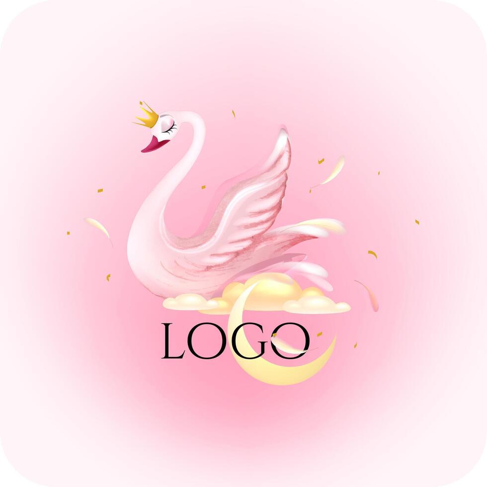 elegant roze zwaan logo vector illustratie