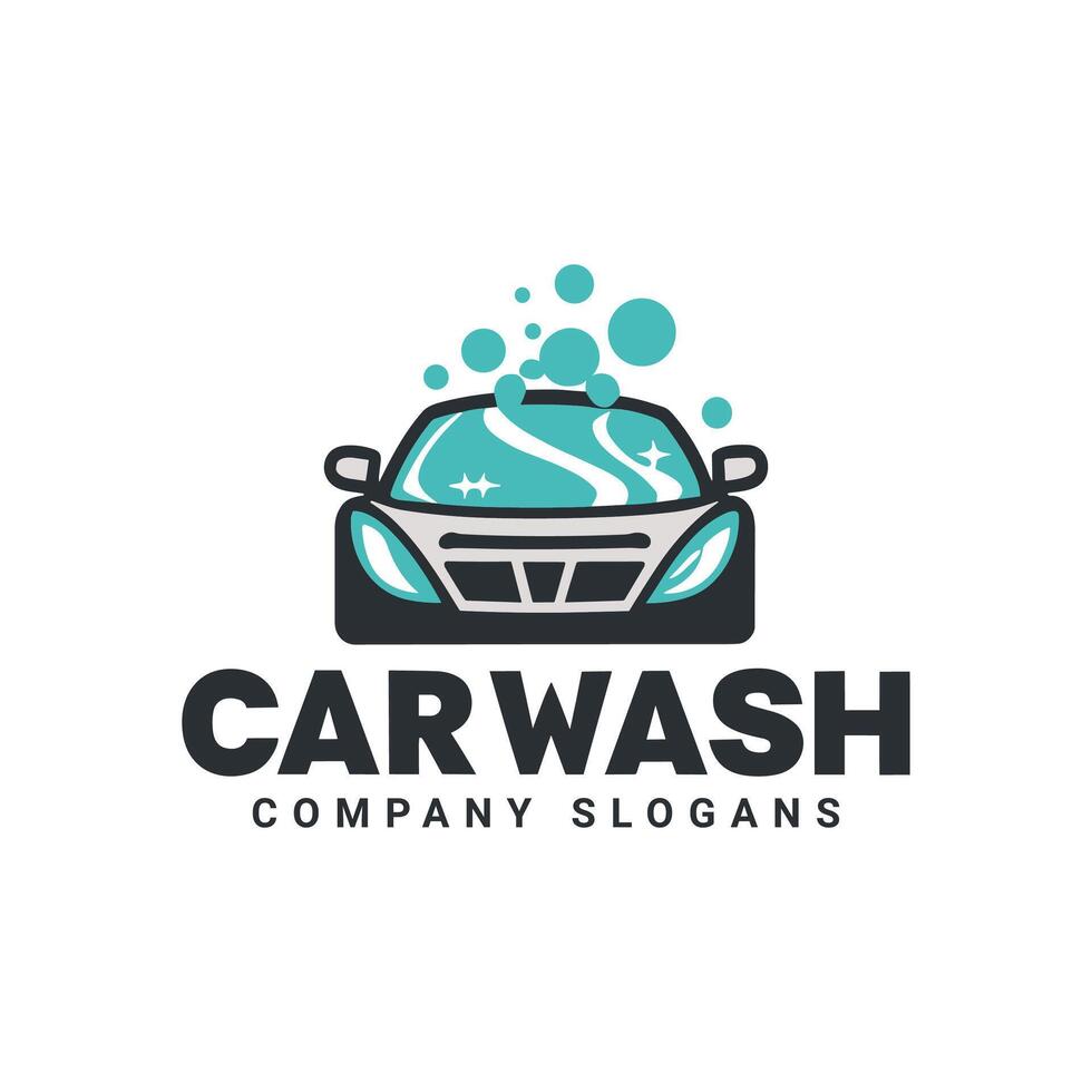 vlak auto wassen bedrijf logo vector