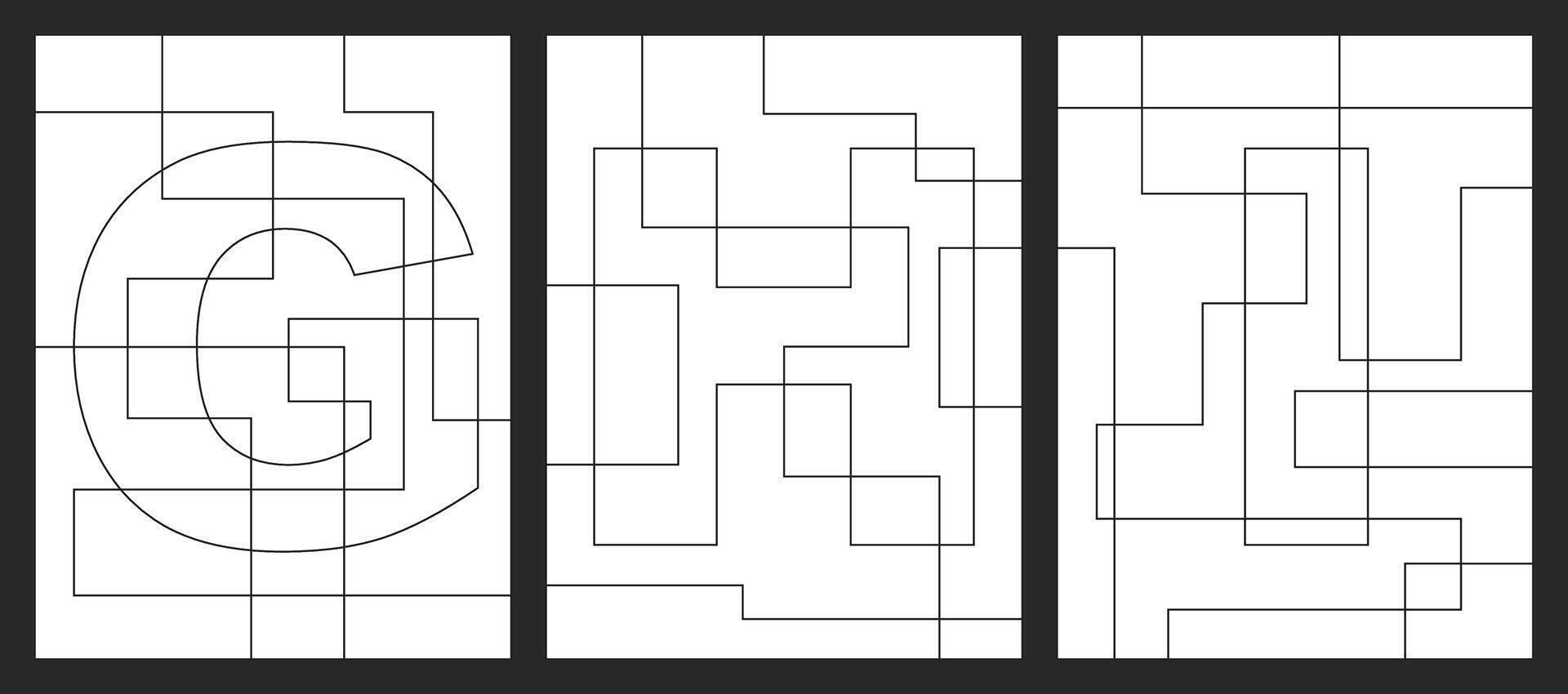 brief g, h en ik meetkundig vormen vector voor kinderen kleur boek