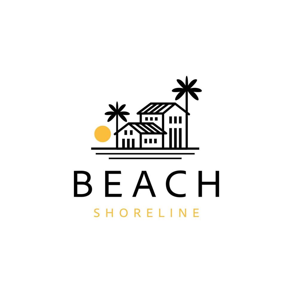 villa logo. toevlucht strand logo ontwerp sjabloon vector illustratie