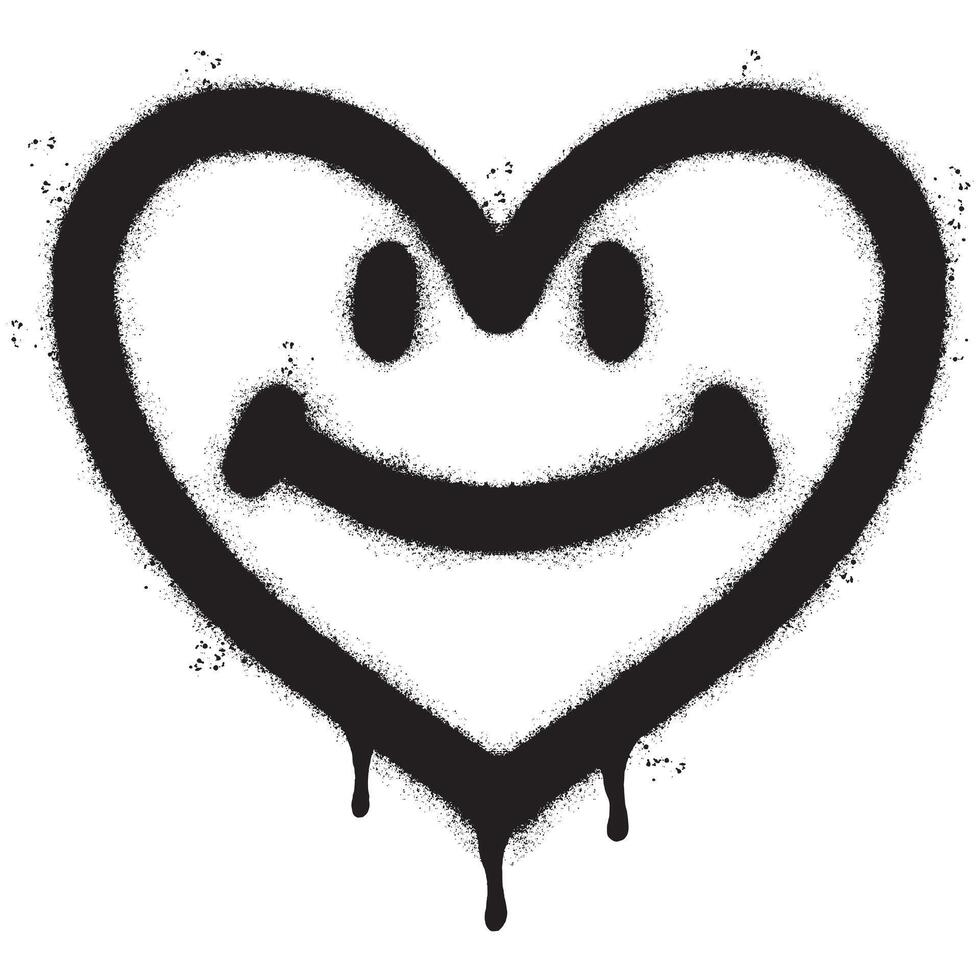 verstuiven geschilderd graffiti hart icoon geïsoleerd met een wit achtergrond. graffiti liefde icoon met over- verstuiven in zwart over- wit. vector