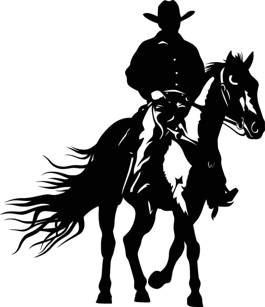 ai gegenereerd silhouet cowboy in de paard vol lichaam vector