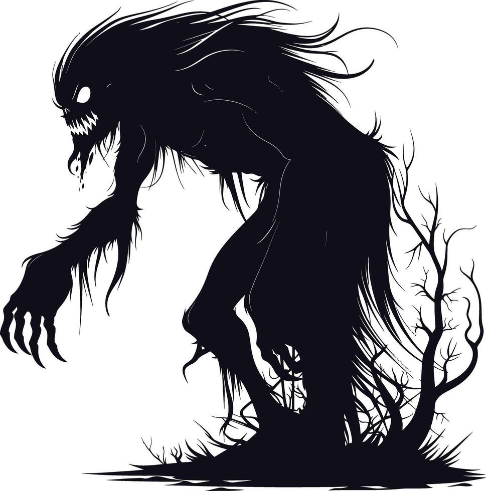 ai gegenereerd silhouet ancien monster zwart kleur enkel en alleen vol lichaam vector