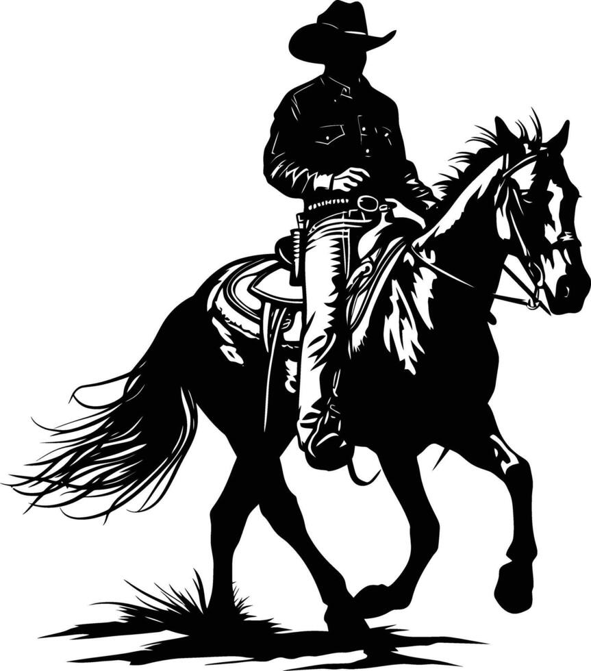 ai gegenereerd silhouet cowboy in de paard vol lichaam vector