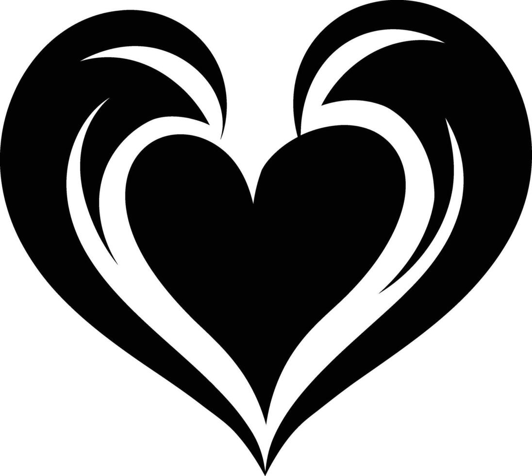 ai gegenereerd silhouet hart liefde logo symbool zwart kleur enkel en alleen vector