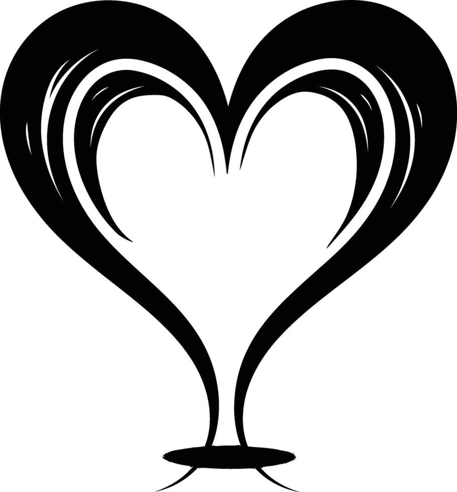 ai gegenereerd silhouet hart liefde logo symbool zwart kleur enkel en alleen vector