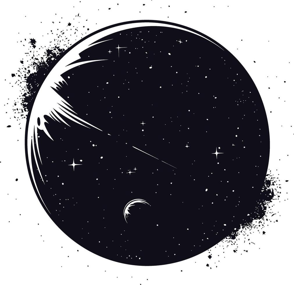 ai gegenereerd silhouet planeet in ruimte zwart kleur enkel en alleen vector