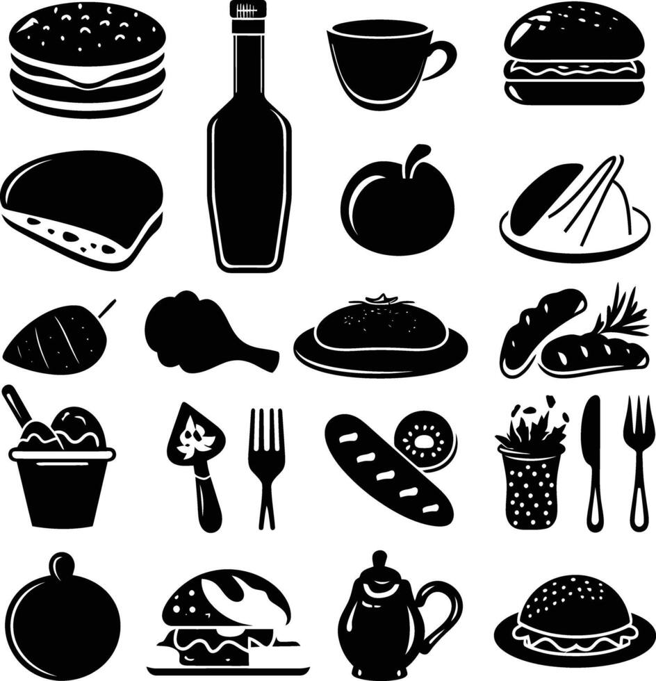 ai gegenereerd silhouet culinaire voedsel zwart kleur enkel en alleen vol lichaam vector