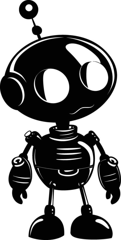 ai gegenereerd silhouet schattig robot zwart kleur enkel en alleen vol lichaam lichaam vector