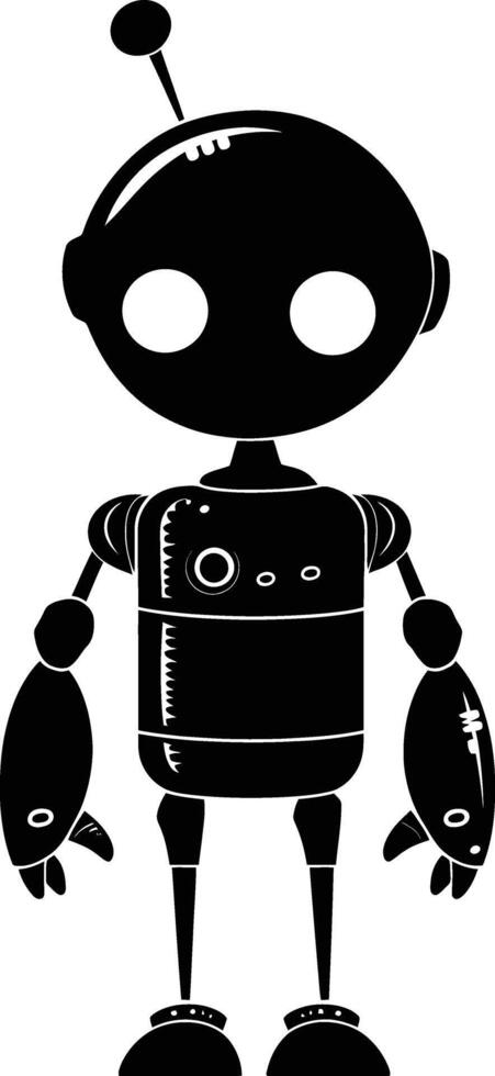 ai gegenereerd silhouet schattig robot zwart kleur enkel en alleen vol lichaam lichaam vector