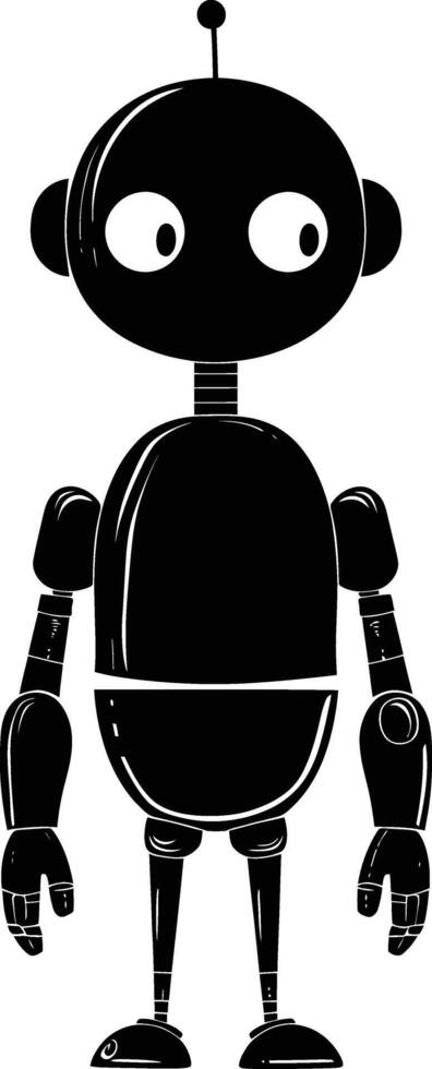 ai gegenereerd silhouet schattig robot zwart kleur enkel en alleen vol lichaam lichaam vector