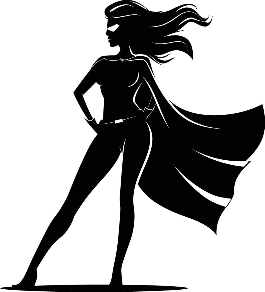 ai gegenereerd silhouet schattig Dames held zwart kleur enkel en alleen vol lichaam vector