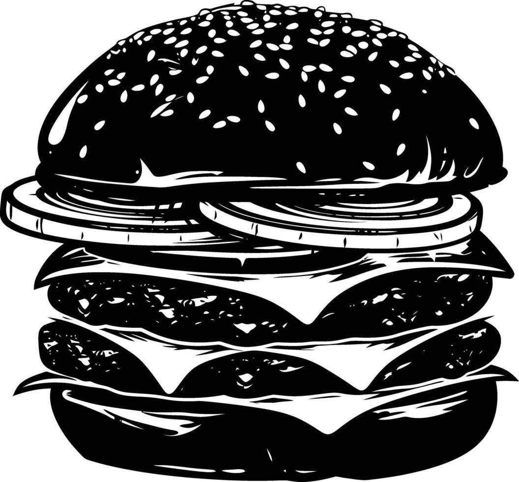 ai gegenereerd silhouet Hamburger zwart kleur enkel en alleen vol lichaam lichaam vector