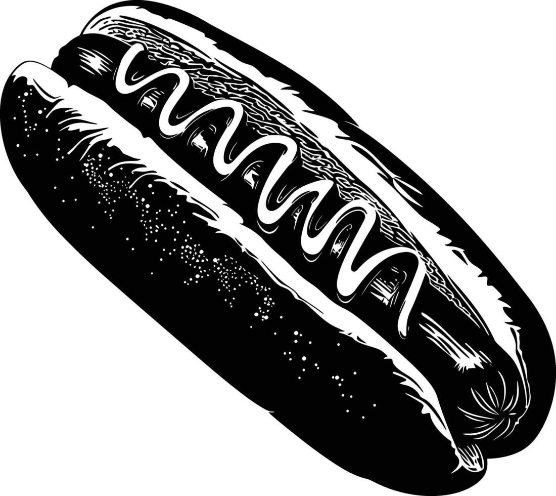 ai gegenereerd silhouet hotdog zwart kleur enkel en alleen vol lichaam lichaam vector