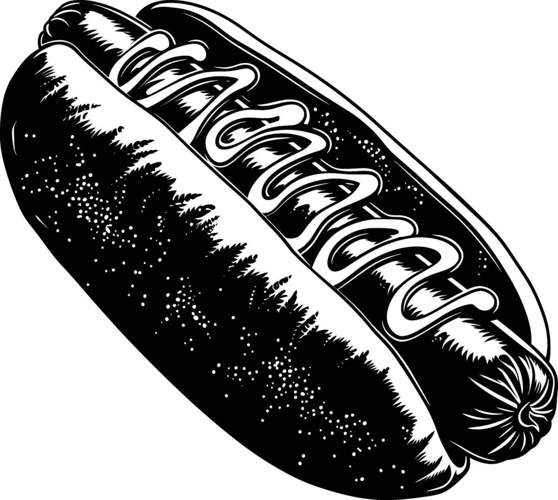 ai gegenereerd silhouet hotdog zwart kleur enkel en alleen vol lichaam lichaam vector