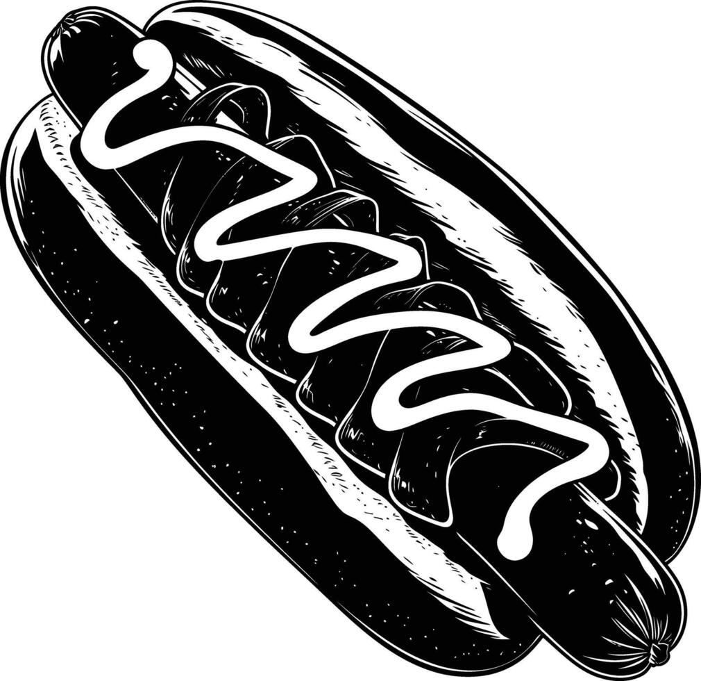 ai gegenereerd silhouet hotdog zwart kleur enkel en alleen vol lichaam lichaam vector