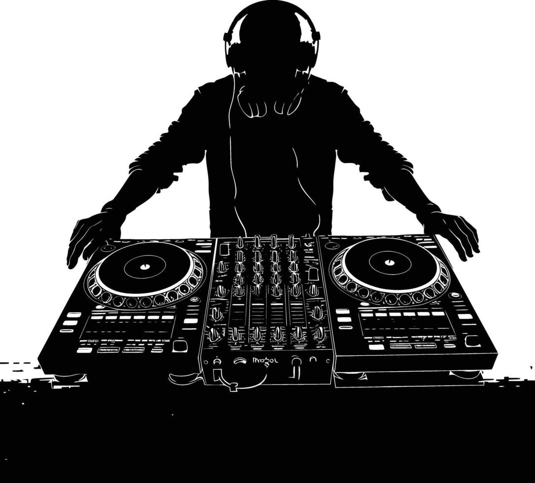 ai gegenereerd silhouet dj controleur zwart kleur enkel en alleen vector