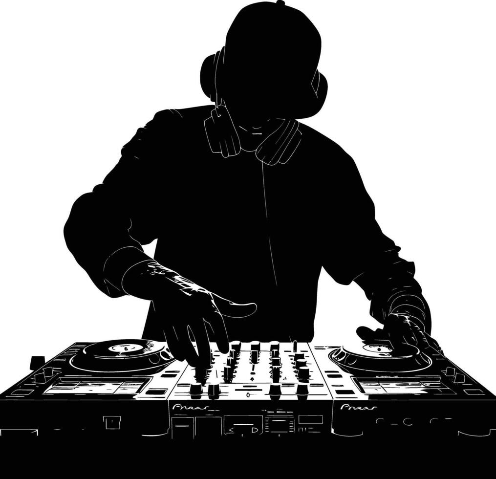 ai gegenereerd silhouet dj controleur zwart kleur enkel en alleen vector