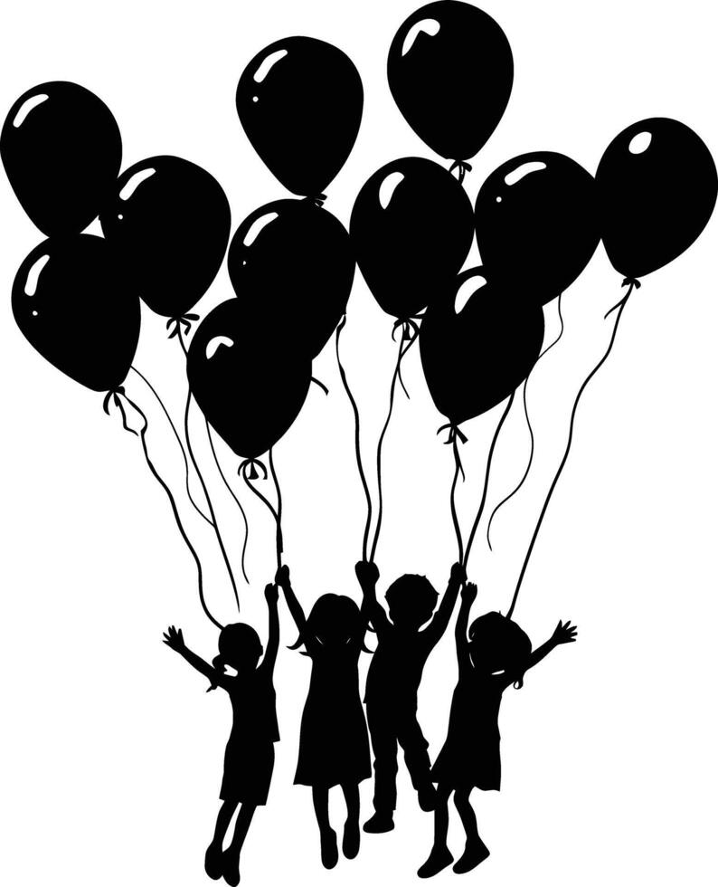 ai gegenereerd silhouet ballon partij zwart kleur enkel en alleen vector