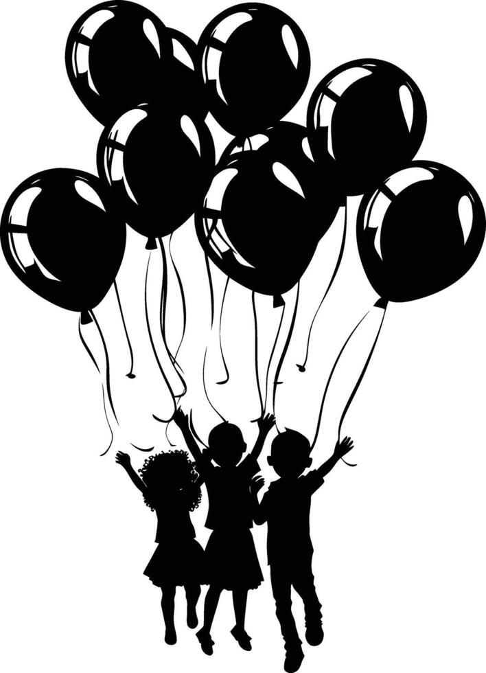 ai gegenereerd silhouet ballon partij zwart kleur enkel en alleen vector