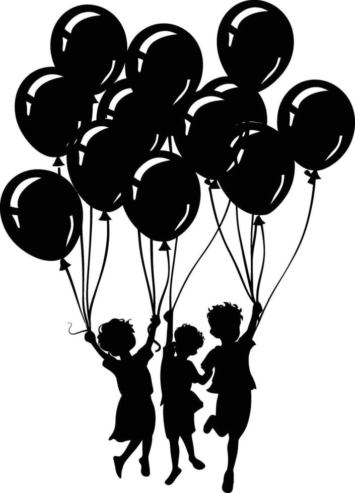 ai gegenereerd silhouet ballon partij zwart kleur enkel en alleen vector