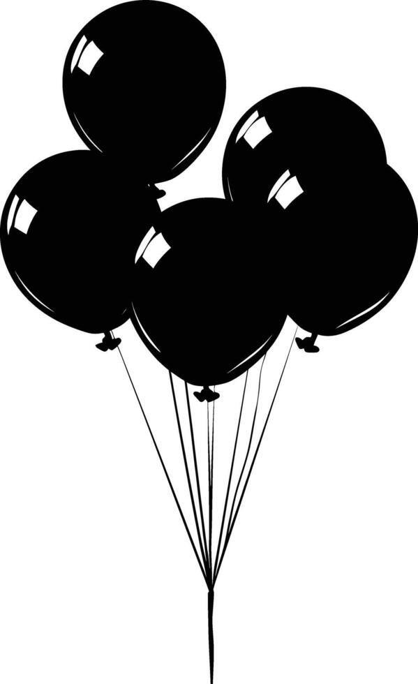 ai gegenereerd silhouet ballon partij zwart kleur enkel en alleen vector